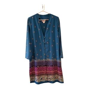 Maggie Sweet Teal Floral Patterned Tunic persian border style size Large